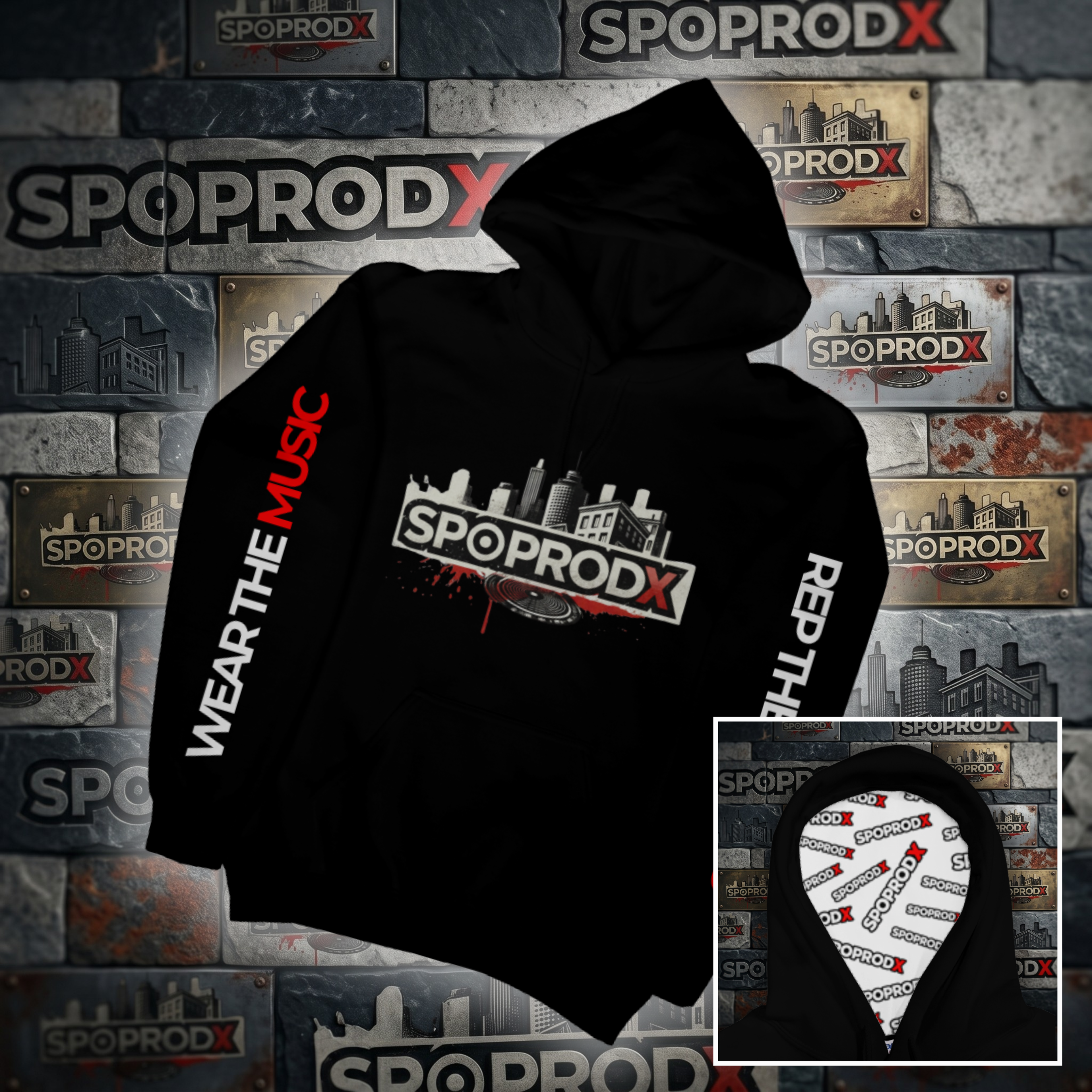 Rep The Sound Lined Hoodie(black)